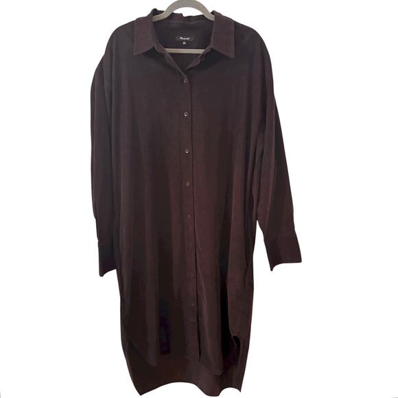 Madewell Corduroy Long-Sleeve Midi Shirtdress in "Dark Carob" Brown Size XXL - Picture 5 of 13